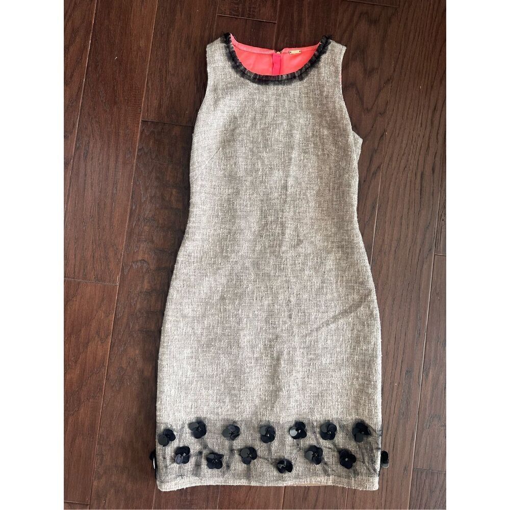 Elie Tahari Tweed Gray Black Lace Dress size 0